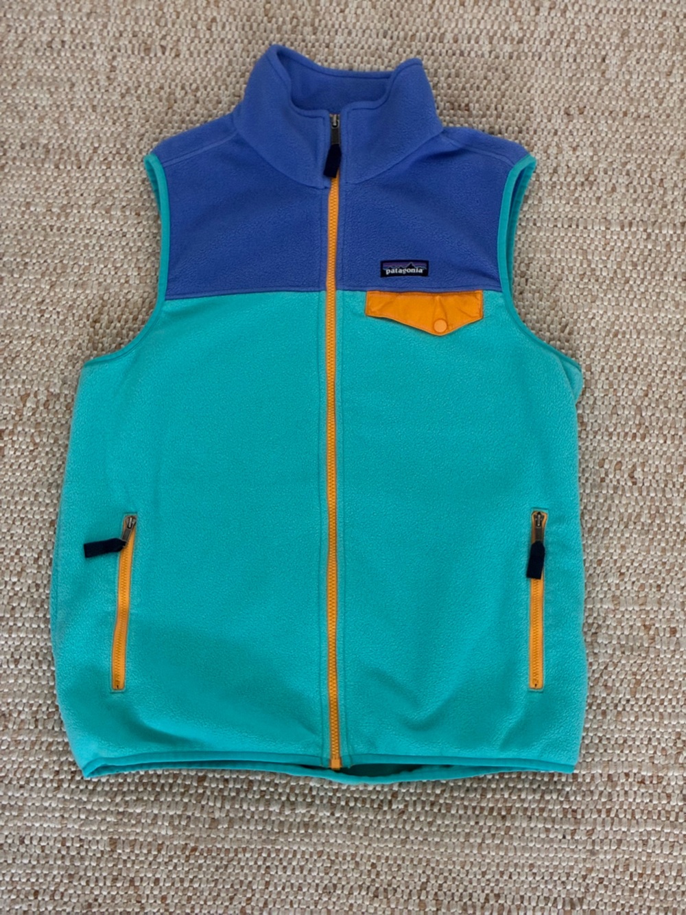 EUC Patagonia Synchilla Snap-T Fleece Vest Womens Mens Medium Blue Colorblock - Picture 3 of 12